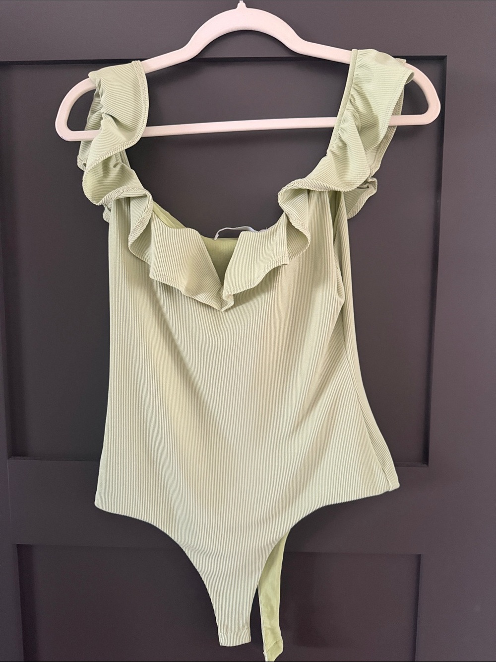 Astr Ruffled tank thing bodysuit - Light lime Green